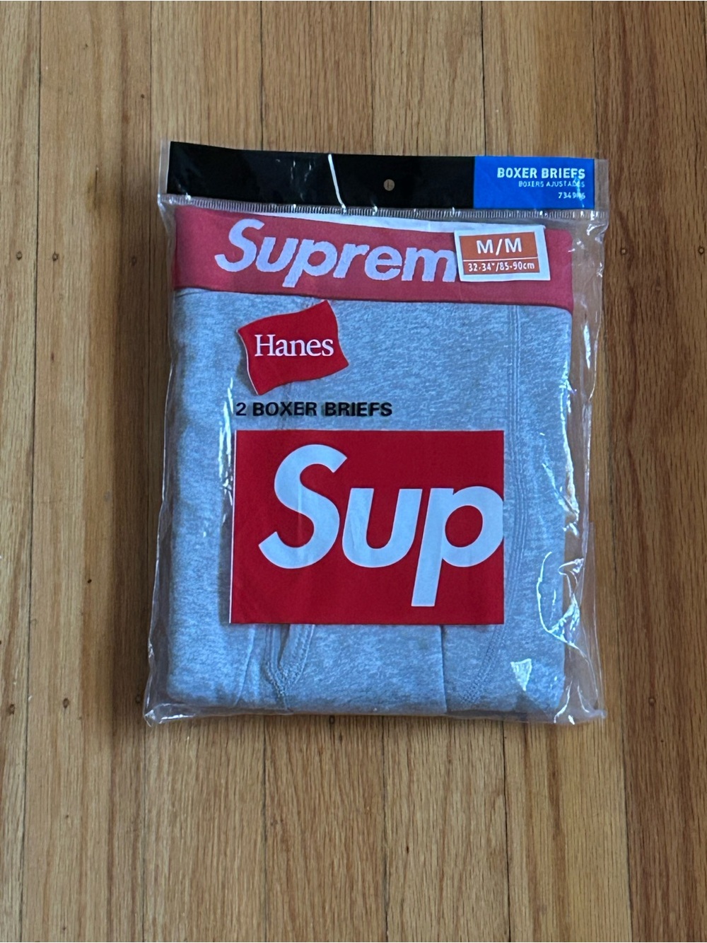 Supreme x Hanes Boxer Briefs - Gray with Red Waistband